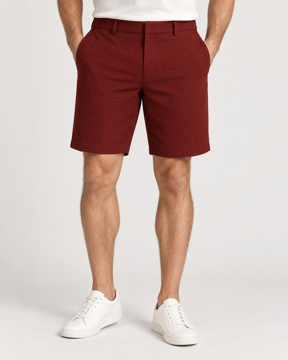 Mr Turk Men’s Size 36 Burgundy Textured Tailored Shorts 38" Waist 7.5" Inseam